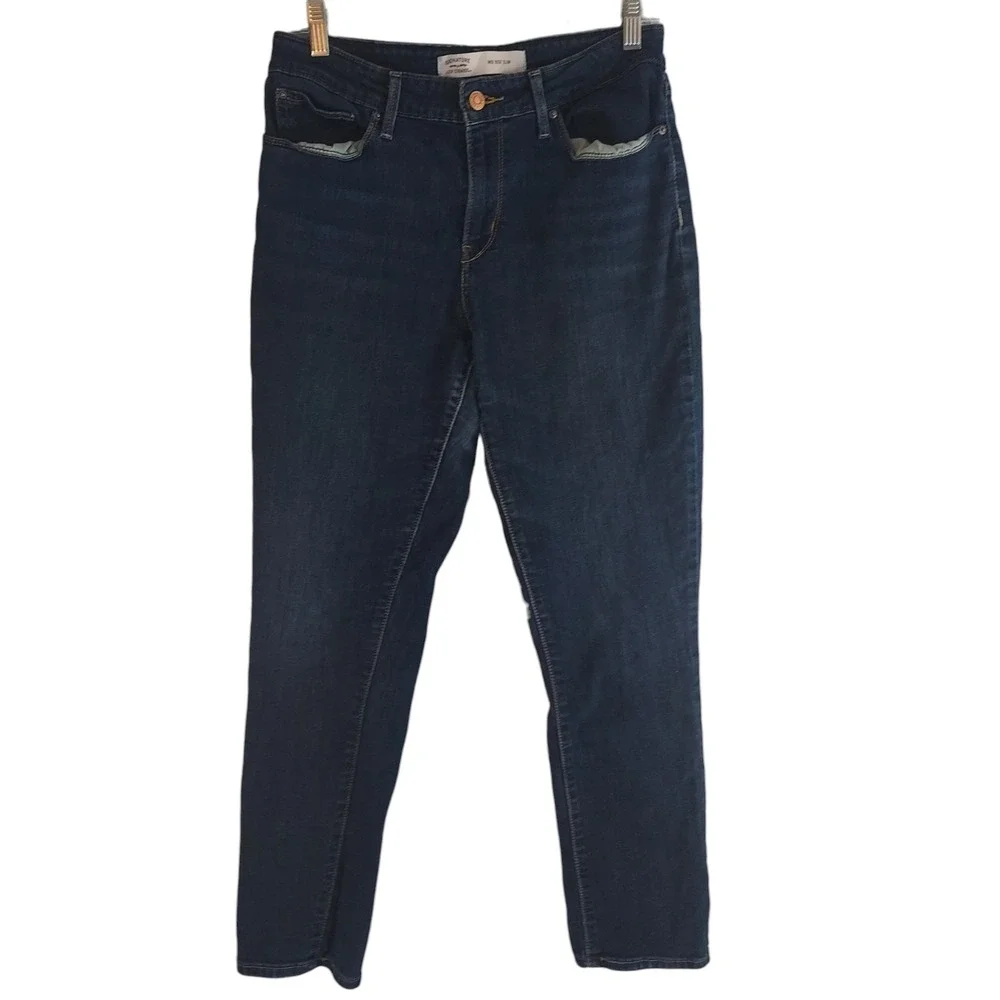 Signature by Levi Strauss Mid Rise Slim Jeans Women 10M W30 L30 Dark Wash Indigo